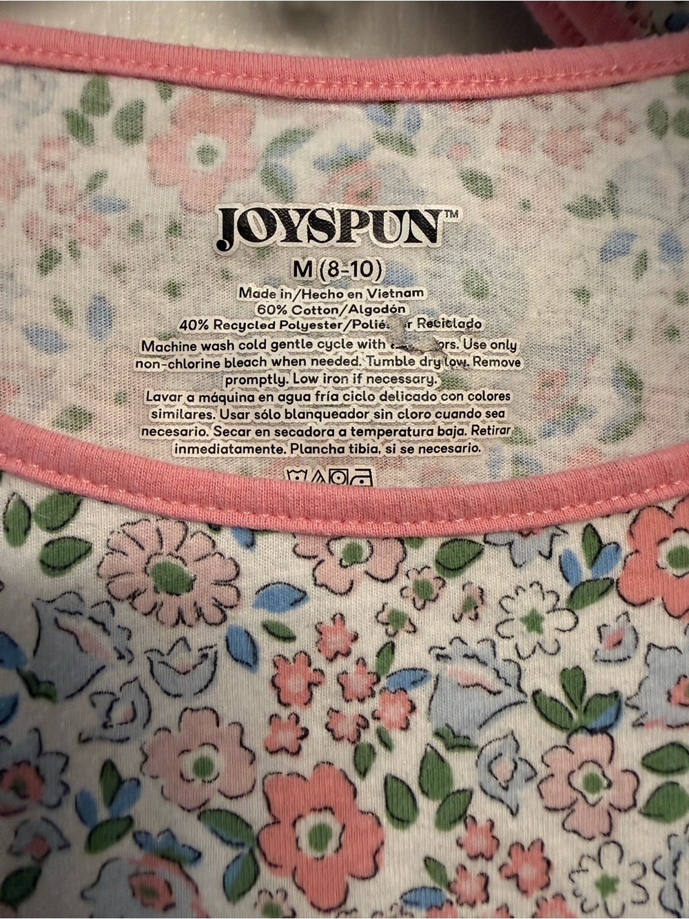 Joyspun Pajama Set Women M 8-10 Floral Shorts Sleepwear Pink Trim Cottagecore - Picture 3 of 4